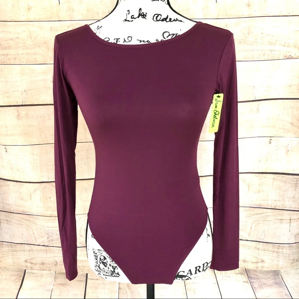 ❗️LOWEST PRICE NWT $42 Sam Edelman Prune Boatneck Bodysuit Size S - Picture 2 of 8